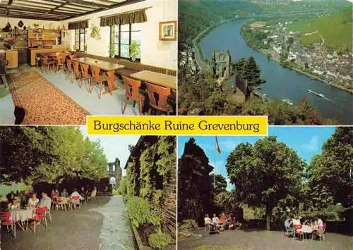 AK / Ansichtskarte  Traben-Trarbach_Mosel Burgschaenke Ruine Grevenburg Gastraum Terrasse Luftaufnahme