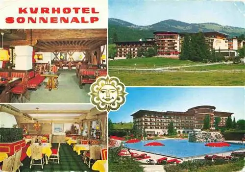 AK / Ansichtskarte 73979305 Sonthofen__Oberallgaeu Kurhotel Sonnenalp Restaurant Freibad