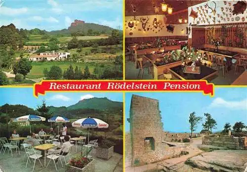 AK / Ansichtskarte  Oberschlettenbach Restaurant Pension Roedelstein Terrasse Ruinen Panorama