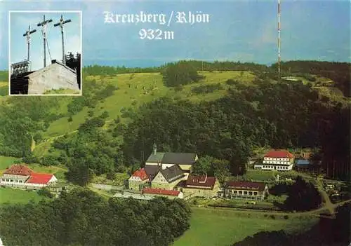 AK / Ansichtskarte  Kreuzberg__932m_Rhoen_Kloster_Bischofsheim Franziskaner-Kloster 17. Jhdt. Luftaufnahme Kreuzgruppe Heiliger Berg der Rhoen