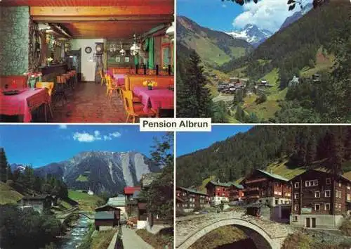 AK / Ansichtskarte  Binn_VS Pension Restaurant Albrun Panorama Alpen Ortspartie Steinbruecke
