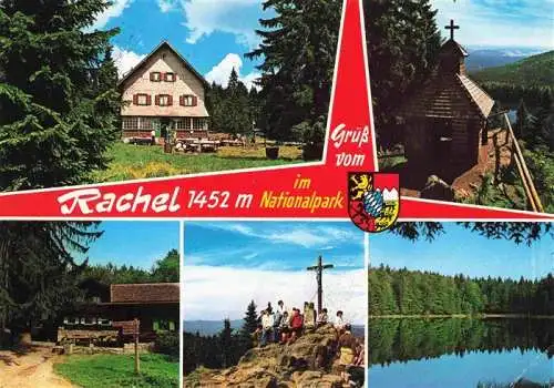 AK / Ansichtskarte  Rachel_1455m_Zwiesel_Niederbayern Berggasthof Gipfelkreuz Kapelle Bergsee