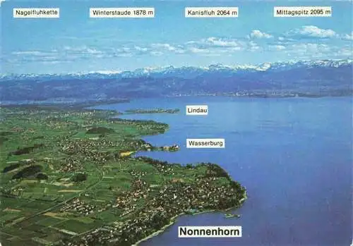 AK / Ansichtskarte  Nonnenhorn Panorama mit Wasserburg Lindau und Alpenkette