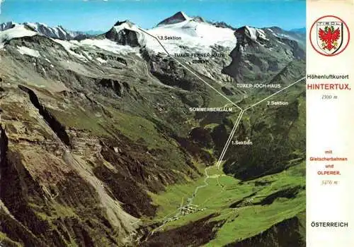 AK / Ansichtskarte  Hintertux_Zillertal Panorama mit Gletscherbahnen und Olperer Zillertaler Alpen