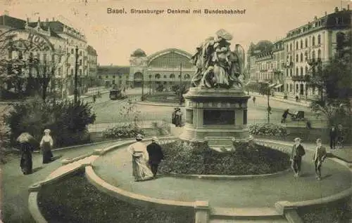 AK / Ansichtskarte  BASEL_BS Strassburger Denkmal mit Bundesbahnhof