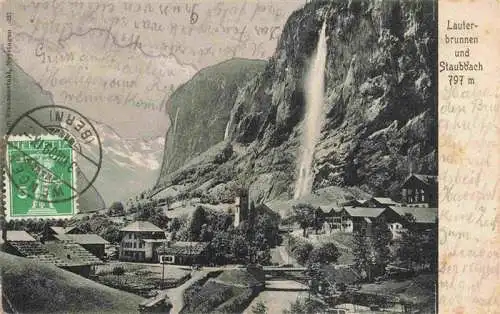 AK / Ansichtskarte  Lauterbrunnen_BE und Staubbach Wasserfall