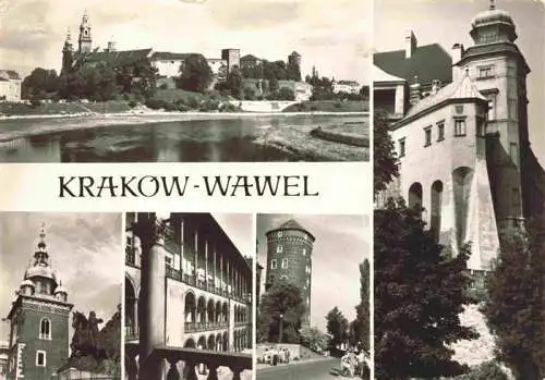 AK / Ansichtskarte  KRAKOW_Krakau_PL Zamek krolewski na Wawel widok od strony Wisly Renesansowy dziedziniec arkadowy Baszta Sandomierska Kurza Stopka