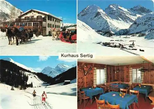 AK / Ansichtskarte  DAVOS_GR Kurhaus Sertig Gaststube Pferdeschlittenfahrt Langlauf Panorama
