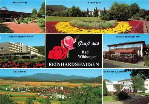 AK / Ansichtskarte  Reinhardshausen_Bad_Wildungen Wandelhalle Kuranlagen Werner Wicker Klinik Reinhardshaeuser Hof Teilansicht Klinik am Kurpark