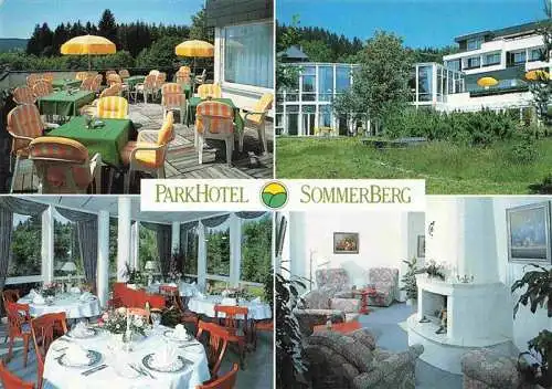 AK / Ansichtskarte 73980055 Schonach_Schwarzwald Parkhotel Sommerberg Terrasse Gastraum Kaminzimmer