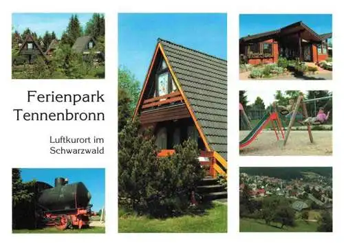 AK / Ansichtskarte 73980108 Tennenbronn Bungalows Lokomotive Spielplatz Panorama