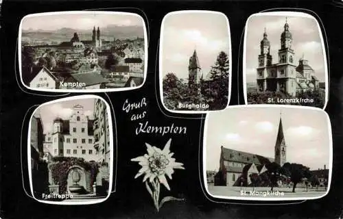 AK / Ansichtskarte  Kempten_Allgaeu Stadtblick Burghalde St Lorenzkirche Freitreppe St Mangkirche