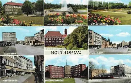 AK / Ansichtskarte  Bottrop_NRW Arbeitsamt Wasserspiele Stadtgarten Sparkasse Rathaus Pferdemarkt Hansastrasse Marien Hospital Hallenbad