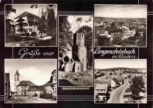 AK / Ansichtskarte  Langensteinbach_Karlsbad_Karlsruhe_BW Stadtpanorama Hotel Hauptstrasse Kirche Ruine St. Barbarakapelle Bromsilber