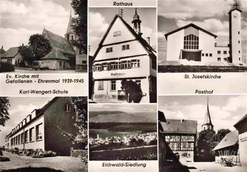 AK / Ansichtskarte 73980256 Illingen_Wuerttemberg Kirche Gefallenen-Ehrenmal Karl-Wengert-Schule Rathaus Eichwald-Siedlung