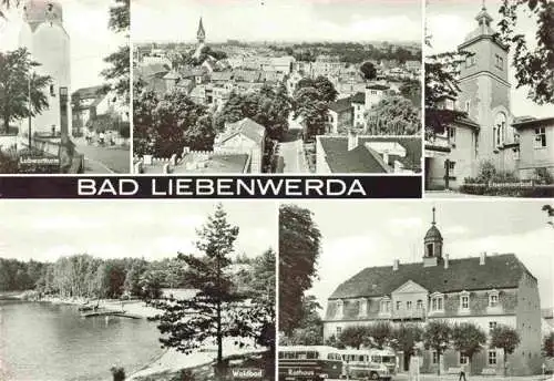 AK / Ansichtskarte  Bad_Liebenwerda Lubwartturm Panorama Eisenmoorbad Waldbad Rathaus