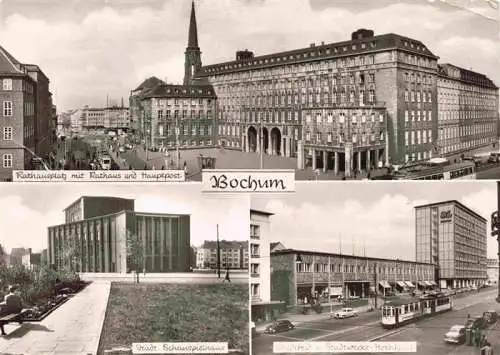 AK / Ansichtskarte  Bochum Rathausplatz mit Rathaus und Hauptpost Staedt Schauspielhaus Stadtbad und Stadtwerke Hochhaus