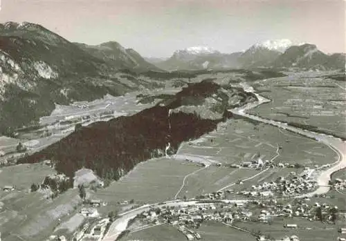 AK / Ansichtskarte 73980300 Kramsach-Achenrain_Tirol_AT Fliegeraufnahme mit Reintaler See und Kaisergebirge