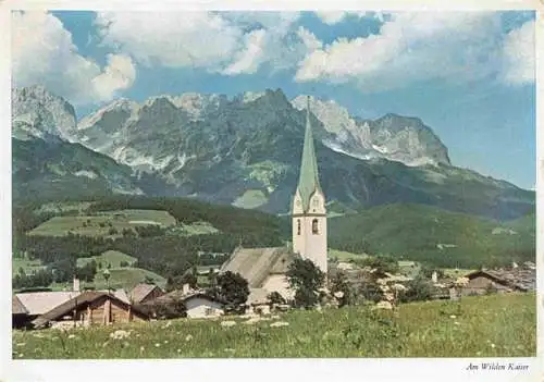 AK / Ansichtskarte  Wilder_Kaiser_2344m_Tirol_AT Panorama mit Kirche