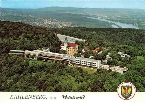 AK / Ansichtskarte 73980361 Wien_AT Kahlenberg mit Klosterneuburg und Donau Fliegeraufnahme