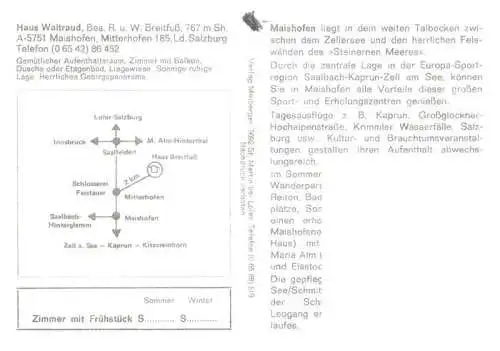 AK / Ansichtskarte  Maishofen_Zell_am_See_Pinzgau-Pongau_AT Panorama Haus Waltraud Gaststube Zimmer