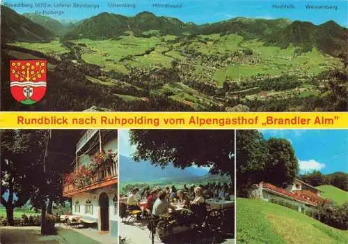 AK / Ansichtskarte  Ruhpolding Rundblick nach Ruhpolding vom Alpengasthof Brandner Alm Terrasse