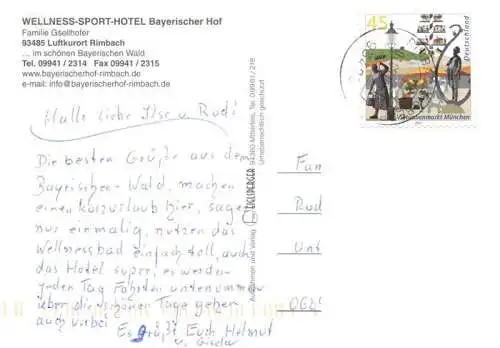 AK / Ansichtskarte 73980417 Rimbach_Bayrischer_Wald Wellness Sport Hotel Bayerischer Hof Seilbahn Rezeption Bar Hallenbad Sauna