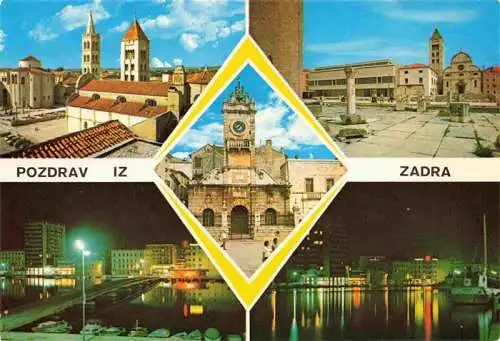 AK / Ansichtskarte  Zadra_Zara_Zadar_Croatia Altstadt Platz Kirche Hafen Nachtaufnahmen