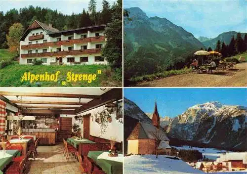 AK / Ansichtskarte  St_Jakob_Lesachtal Alpenhof Strenge Gastraum Freiterrasse Kapelle