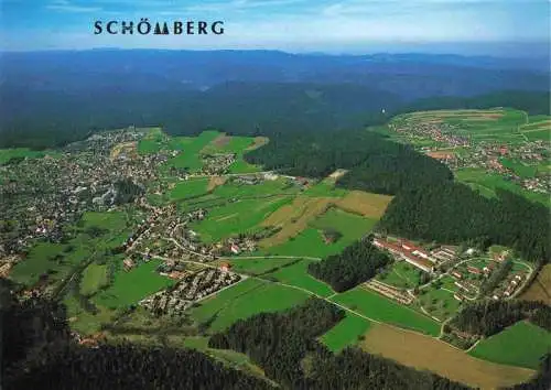 AK / Ansichtskarte 73980709 Schoemberg_Schwarzwald Fliegeraufnahme mit OT Langenbrand und Schwarzwald Reha Klinik der BfA