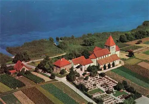 AK / Ansichtskarte  Insel_Reichenau_Bodensee St Georgskirche in Oberzell Fliegeraufnahme