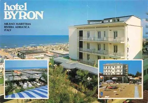 AK / Ansichtskarte 73980776 MILANO_MARITTIMA_Cervia_Emilia-Romagna_IT Hotel Byron Strandpartien Liegewiese