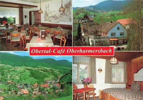 AK / Ansichtskarte  Oberharmersbach Obertal Cafe Gastraum Zimmer Fliegeraufnahme