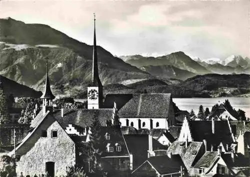 AK / Ansichtskarte  ZUG__Zugersee_ZG Ortspartie mit Kirche und Alpenblick