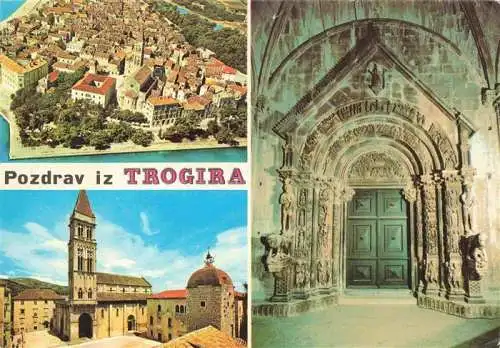 AK / Ansichtskarte  Trogir_Trau_Croatia Altstadt Luftaufnahme Stadtplatz Portal der Kathedrale