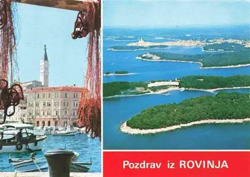 AK / Ansichtskarte 73980928 Rovinj_Rovigno_Istrien_Croatia Kuestenpanorama Luftaufnahme Hafen