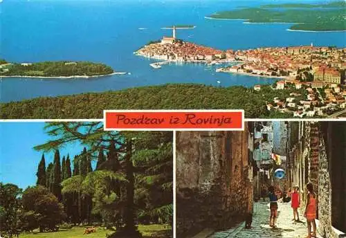 AK / Ansichtskarte 73980948 Rovinj_Rovigno_Istrien_Croatia Panorama Luftaufnahme Parkanlagen Gasse Altstadt