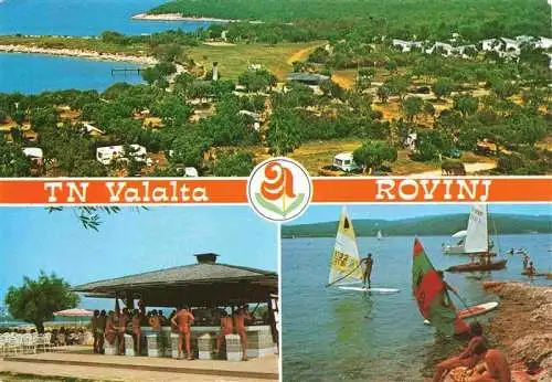 AK / Ansichtskarte 73980956 Rovinj_Rovigno_Istrien_Croatia Panorama Campingplatz Strandrestaurant Wassersport Windsurfen