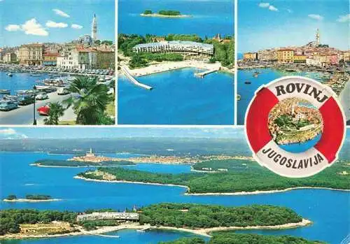 AK / Ansichtskarte 73980997 Rovinj_Rovigno_Istrien_Croatia Panorama Hafen Hotel am Strand Luftaufnahme Rettungsring