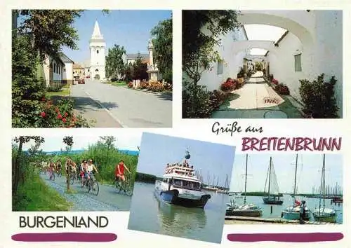 AK / Ansichtskarte 73981080 Breitenbrunn_Burgenland Ortspartie Radfahren Gasse Faehre Segelpartien