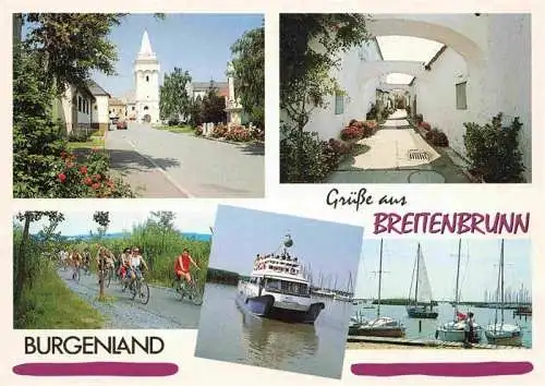 AK / Ansichtskarte 73981081 Breitenbrunn_Burgenland Ortspartie Radfahren Gasse Faehre Segelpartien