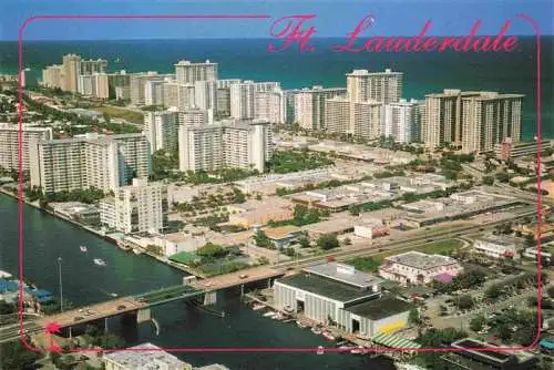AK / Ansichtskarte 73981116 Fort_Lauderdale_Florida_USA Galt Ocean Mile and the popular Shooters Restaurant on the water in foreground aerial view