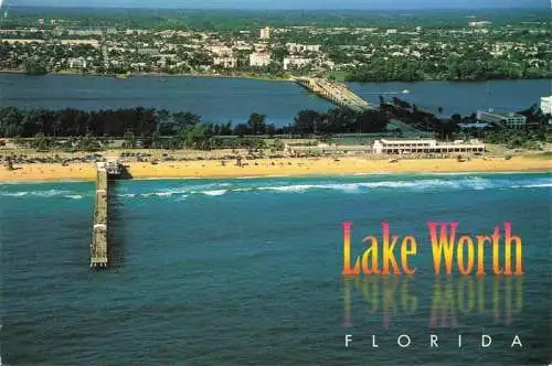 AK / Ansichtskarte 73981117 Lake_Worth Panorama Beach and pier on the Atlantic Ocean aerial view