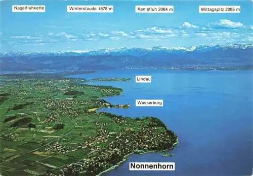 AK / Ansichtskarte 73981242 Nonnenhorn_Bodensee Fliegeraufnahme mit Lindau und Wasserburg