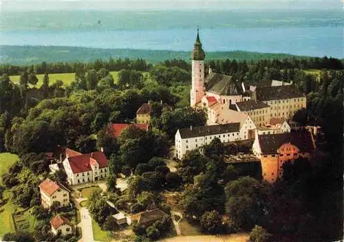 AK / Ansichtskarte 73981264 Andechs_Bayern Kloster Andechs am Ammersee Fliegeraufnahme