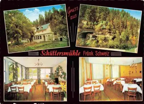 AK / Ansichtskarte 73981298 Pottenstein_Oberfranken Hotel Pension Schuettersmuehle Gastraeume Bruecke