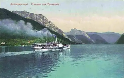 AK / Ansichtskarte  Traunsee_Traunstein_Gmunden_Salzkammergut_AT Panorama Blick ueber den See Dampfer