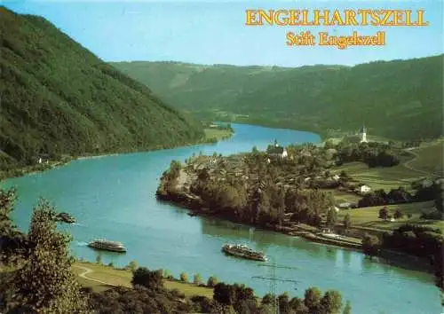 AK / Ansichtskarte  Engelhartszell_Donau_Oberoesterreich_AT Fliegeraufnahme mit Trappistenkloster