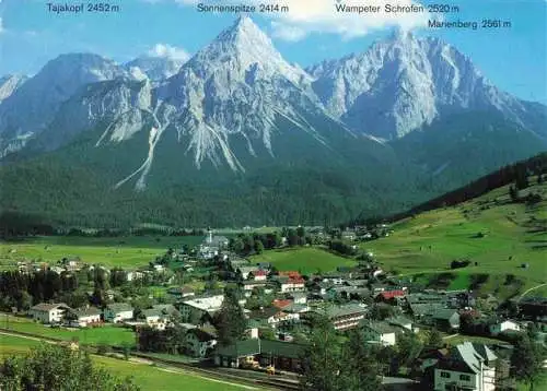 AK / Ansichtskarte 73981434 Lermoos_Tirol_AT Fliegeraufnahme mit Tajakopf Sonnenspitze Wampeter Schrofen und Marienberg
