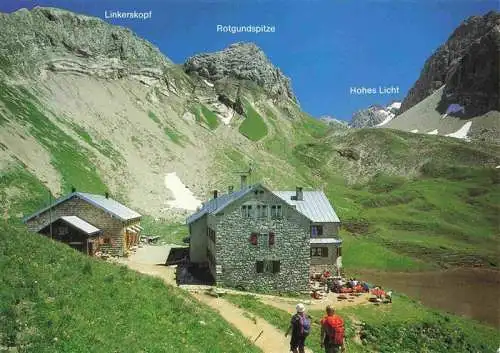 AK / Ansichtskarte 73981484 Rappenseehuette_2091m_Allgaeuer_Alpen_Oberstdorf mit Linkerskopf Rotgundspitze Hohes Licht